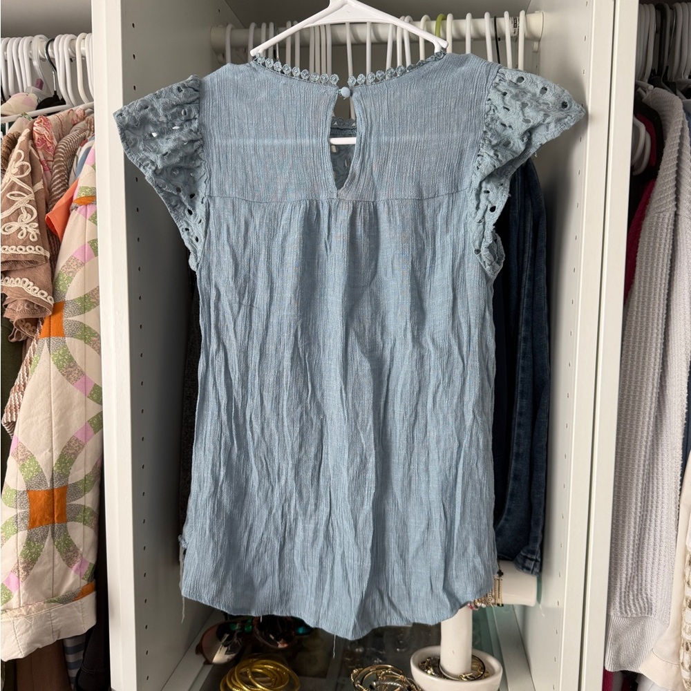 Blu Pepper Light Blue Eyelet Blouse - Picture 2 of 3